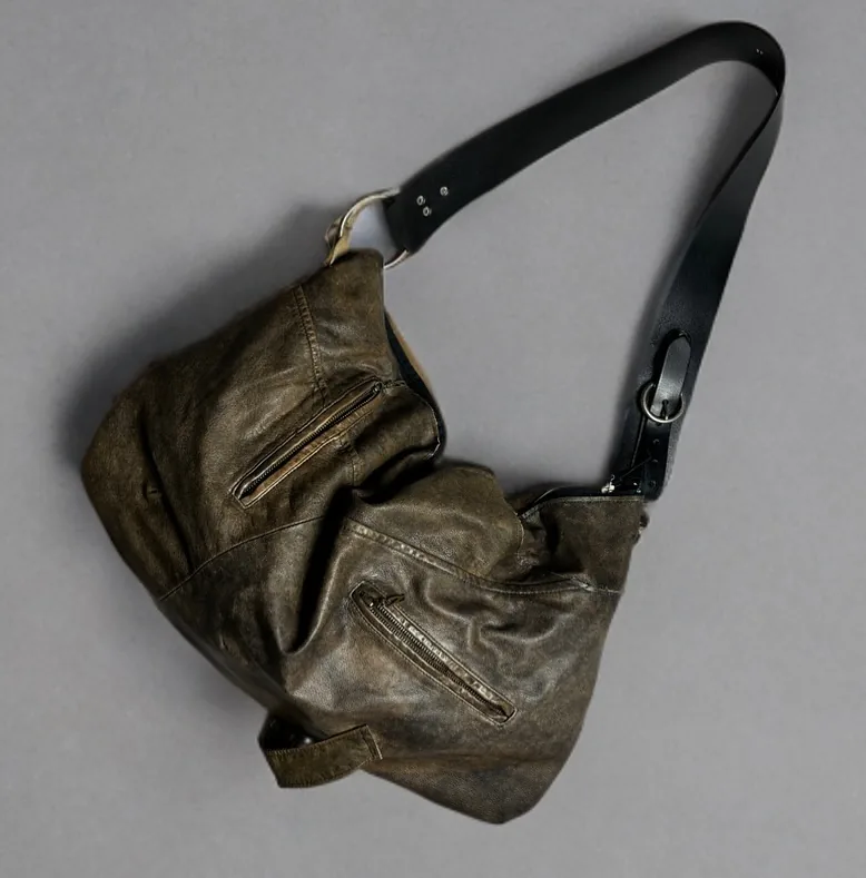 Khaki crossbody, khaki leather bag