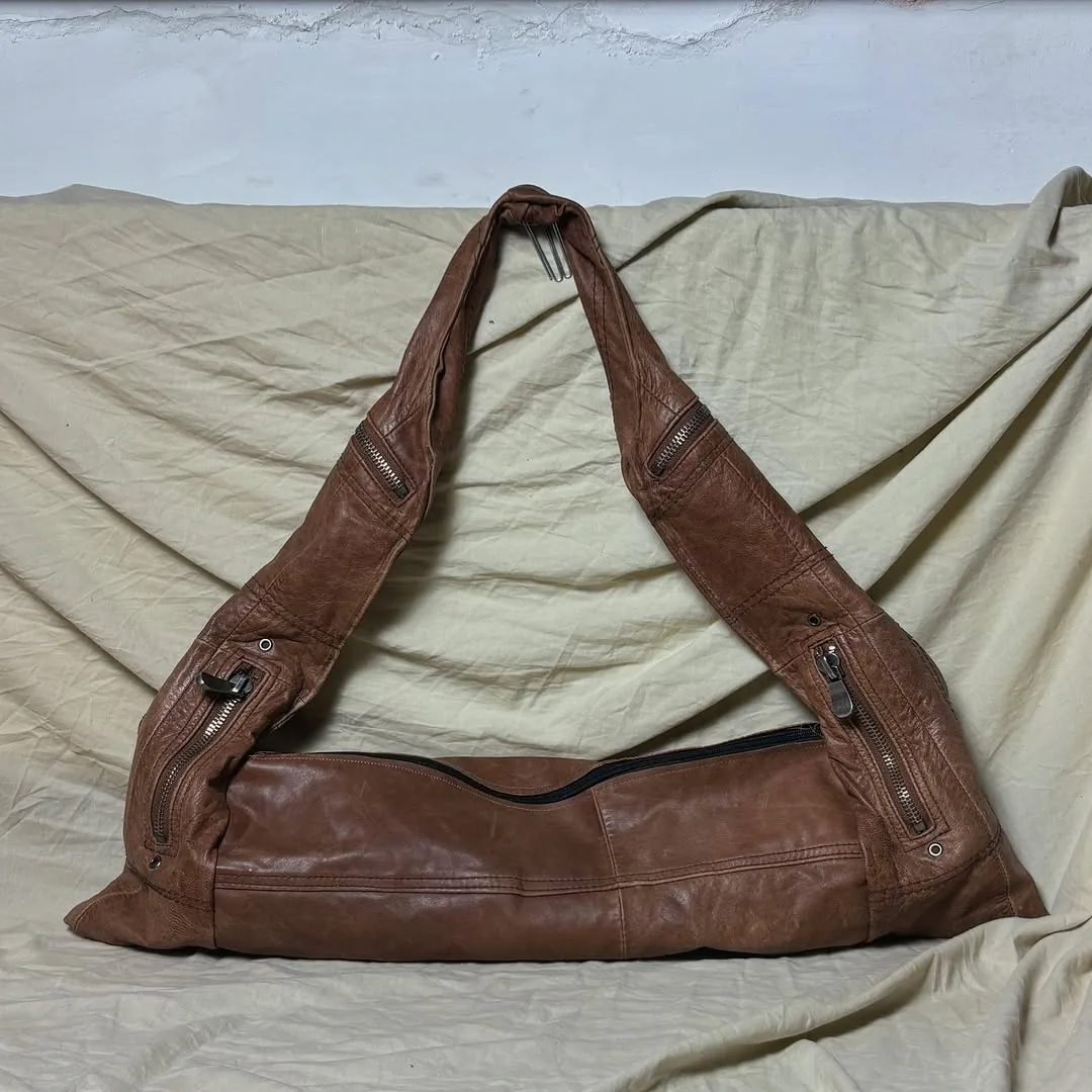 Long Ordinary brown, brown leather bag