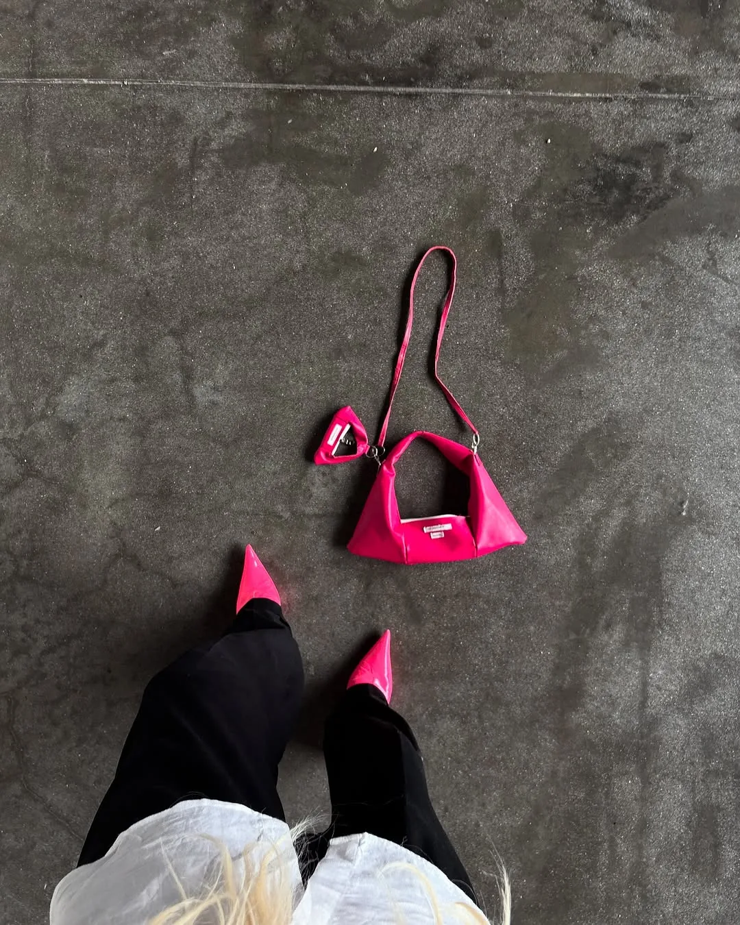Micro pink, fuchsia leather bag